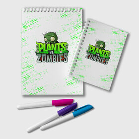 Блокнот с принтом Plants vs Zombies , 100% бумага | 48 листов, плотность листов — 60 г/м2, плотность картонной обложки — 250 г/м2. Листы скреплены удобной пружинной спиралью. Цвет линий — светло-серый
 | plants vs. zombies | зомби | игра | компьютерная игра | против | растения | растения против зомби