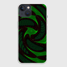 Чехол для iPhone 13 с принтом орнамент ,  |  | зелёный | орнамент | спираль | черный