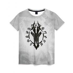 Женская футболка 3D с принтом Darksiders , 100% полиэфир ( синтетическое хлопкоподобное полотно) | прямой крой, круглый вырез горловины, длина до линии бедер | ад | ангелы | апокалипсис | демоны | дьяволы | знаки | лого | логотип | орда | раздор
