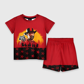 Детский костюм с шортами 3D с принтом Red Dead Redemption 2 ,  |  | dead | rdr | rdr2 | red | redemption | артур | банда | бандиты | вестерн | дикий запад | ковбои | морган | сша