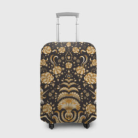 Чехол для чемодана 3D с принтом Gold & Black , 86% полиэфир, 14% спандекс | двустороннее нанесение принта, прорези для ручек и колес | Тематика изображения на принте: texture | абстракция | золото | золотые узоры | розы | текстура | узоры | цветы