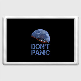 Магнит 45*70 с принтом Dont Panic , Пластик | Размер: 78*52 мм; Размер печати: 70*45 | 2022 | cat | elon | galaxy | mars | moon | musk | nasa | space | spacex | tesla | вселенная | галактика | звезды | илон | космонавт | космос | луна | марс | маск | наса | скафандр | тесла