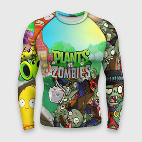 Мужской рашгард 3D с принтом PLANTS VS. ZOMBIES ,  |  | garden warfare | plants | plants vs. zombies | plants vs. zombies: garden warfare | popcap | zombies | кактус | картошка | подсолнух | растения против зомби | сад