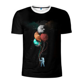 Мужская футболка 3D спортивная с принтом Космонавт с шариками , 100% полиэстер с улучшенными характеристиками | приталенный силуэт, круглая горловина, широкие плечи, сужается к линии бедра | cat | elon | galaxy | mars | moon | musk | nasa | space | spacex | вселенная | галактика | звезды | илон | космонавт | космос | луна | марс | маск | наса | скафандр