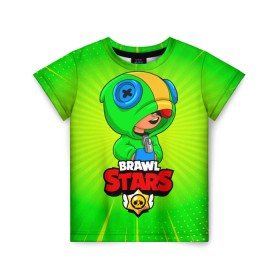 Детская футболка 3D с принтом BRAWL STARS LEON , 100% гипоаллергенный полиэфир | прямой крой, круглый вырез горловины, длина до линии бедер, чуть спущенное плечо, ткань немного тянется | brawl stars | leon