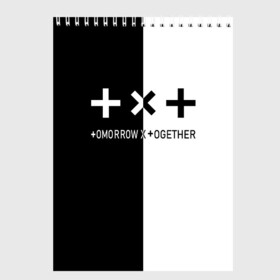 Скетчбук с принтом TOMORROW X TOGETHER , 100% бумага
 | 48 листов, плотность листов — 100 г/м2, плотность картонной обложки — 250 г/м2. Листы скреплены сверху удобной пружинной спиралью | k pop | kpop | together | tomorrow | tomorrow x together | txt | к поп | кей | кейпоп | кпоп | поп