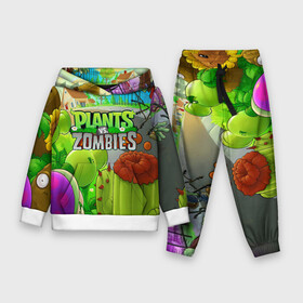 Детский костюм 3D (с толстовкой) с принтом PLANTS VS ZOMBIES ,  |  | battle | plants | plants vs zombies | pvsz | vs | zombies | растения против зомби