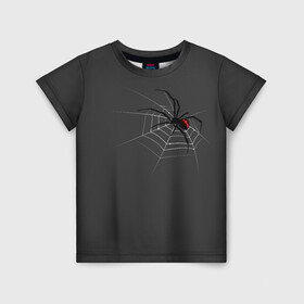 Детская футболка 3D с принтом Паук , 100% гипоаллергенный полиэфир | прямой крой, круглый вырез горловины, длина до линии бедер, чуть спущенное плечо, ткань немного тянется | Тематика изображения на принте: animal | animals | poison | spider | venom | вдова | животные | каракурт | паук | паутина | паучок | черная | черная вдова | яд