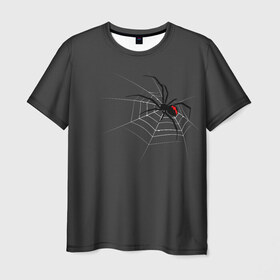 Мужская футболка 3D с принтом Паук , 100% полиэфир | прямой крой, круглый вырез горловины, длина до линии бедер | Тематика изображения на принте: animal | animals | poison | spider | venom | вдова | животные | каракурт | паук | паутина | паучок | черная | черная вдова | яд