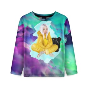 Детский лонгслив 3D с принтом BILLIE EILISH , 100% полиэстер | длинные рукава, круглый вырез горловины, полуприлегающий силуэт
 | bad guy | billie | eilish | ocean eyes | айлиш | билли | девушка | певица | эйлиш