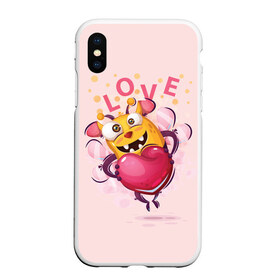 Чехол для iPhone XS Max матовый с принтом LOVE , Силикон | Область печати: задняя сторона чехла, без боковых панелей | Тематика изображения на принте: bee | bright | cool | funny | heart | веселый | забавный | прикольный | пчелка | сердце | яркий