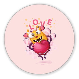 Коврик для мышки круглый с принтом LOVE , резина и полиэстер | круглая форма, изображение наносится на всю лицевую часть | bee | bright | cool | funny | heart | веселый | забавный | прикольный | пчелка | сердце | яркий