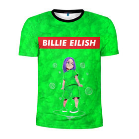 Мужская футболка 3D спортивная с принтом BILLIE EILISH GREEN , 100% полиэстер с улучшенными характеристиками | приталенный силуэт, круглая горловина, широкие плечи, сужается к линии бедра | bad guy | billie | eilish | ocean eyes | айлиш | билли | девушка | певица | эйлиш