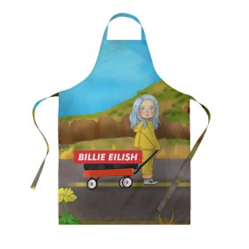 Фартук 3D с принтом BILLIE EILISH , 100% полиэстер | общий размер — 65 х 85 см, ширина нагрудника — 26 см, горловина — 53 см, длина завязок — 54 см, общий обхват в поясе — 173 см. Принт на завязках и на горловине наносится с двух сторон, на основной части фартука — только с внешней стороны | bad guy | billie | eilish | ocean eyes | айлиш | билли | девушка | певица | эйлиш