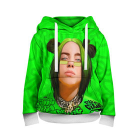 Детская толстовка 3D с принтом BILLIE EILISH , 100% полиэстер | двухслойный капюшон со шнурком для регулировки, мягкие манжеты на рукавах и по низу толстовки, спереди карман-кенгуру с мягким внутренним слоем | bad guy | billie | eilish | ocean eyes | айлиш | билли | девушка | певица | эйлиш