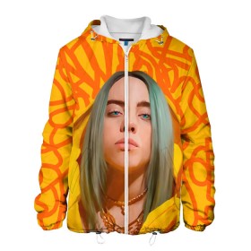 Мужская куртка 3D с принтом BILLIE EILISH , ткань верха — 100% полиэстер, подклад — флис | прямой крой, подол и капюшон оформлены резинкой с фиксаторами, два кармана без застежек по бокам, один большой потайной карман на груди. Карман на груди застегивается на липучку | bad guy | billie | eilish | ocean eyes | айлиш | билли | девушка | певица | эйлиш