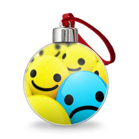 Ёлочный шар с принтом СМАЙЛИКИ , Пластик | Диаметр: 77 мм | Тематика изображения на принте: emoji | настроение | позитив | смайлики | смайлы | стикеры | текстура смайл | улыбки | фон смайл | эмодзи