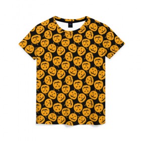 Женская футболка 3D с принтом pumpkins , 100% полиэфир ( синтетическое хлопкоподобное полотно) | прямой крой, круглый вырез горловины, длина до линии бедер | 