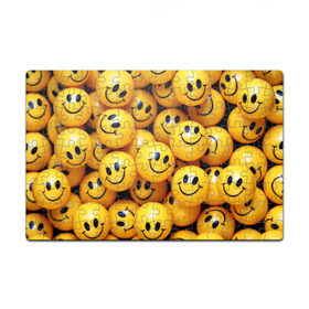 Пазл магнитный 126 элементов с принтом ЖЕЛТЫЕ СМАЙЛИКИ , полимерный материал с магнитным слоем | 126 деталей, размер изделия —  180*270 мм | Тематика изображения на принте: emoji | настроение | позитив | смайлики | смайлы | стикеры | текстура смайл | улыбки | фон смайл | эмодзи