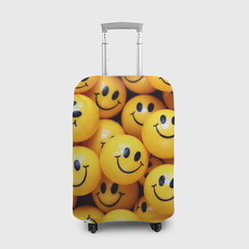 Чехол для чемодана 3D с принтом ЖЕЛТЫЕ СМАЙЛИКИ , 86% полиэфир, 14% спандекс | двустороннее нанесение принта, прорези для ручек и колес | emoji | настроение | позитив | смайлики | смайлы | стикеры | текстура смайл | улыбки | фон смайл | эмодзи