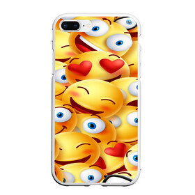 Чехол для iPhone 7Plus/8 Plus матовый с принтом emoji , Силикон | Область печати: задняя сторона чехла, без боковых панелей | emoji | настроение | позитив | смайлики | смайлы | стикеры | текстура смайл | улыбки | фон смайл | эмодзи
