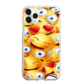 Чехол для iPhone 11 Pro матовый с принтом emoji , Силикон |  | emoji | настроение | позитив | смайлики | смайлы | стикеры | текстура смайл | улыбки | фон смайл | эмодзи