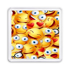 Магнит 55*55 с принтом emoji , Пластик | Размер: 65*65 мм; Размер печати: 55*55 мм | Тематика изображения на принте: emoji | настроение | позитив | смайлики | смайлы | стикеры | текстура смайл | улыбки | фон смайл | эмодзи