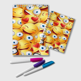 Блокнот с принтом emoji , 100% бумага | 48 листов, плотность листов — 60 г/м2, плотность картонной обложки — 250 г/м2. Листы скреплены удобной пружинной спиралью. Цвет линий — светло-серый
 | emoji | настроение | позитив | смайлики | смайлы | стикеры | текстура смайл | улыбки | фон смайл | эмодзи