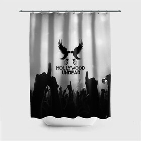 Штора 3D для ванной с принтом HOLLYWOOD UNDEAD , 100% полиэстер | плотность материала — 100 г/м2. Стандартный размер — 146 см х 180 см. По верхнему краю — пластиковые люверсы для креплений. В комплекте 10 пластиковых колец | charlie scene | danny | funny man | hollywood undead | j dog | johnny 3 tears | logo | music | rock | альтернатива | металл | музыка | музыкальный | рок