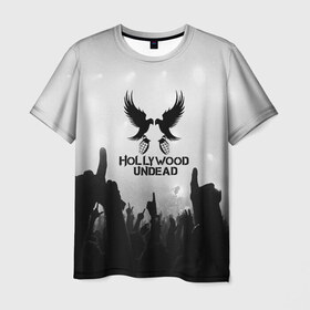 Мужская футболка 3D с принтом HOLLYWOOD UNDEAD , 100% полиэфир | прямой крой, круглый вырез горловины, длина до линии бедер | charlie scene | danny | funny man | hollywood undead | j dog | johnny 3 tears | logo | music | rock | альтернатива | металл | музыка | музыкальный | рок