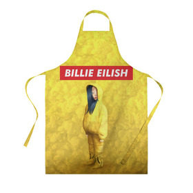 Фартук 3D с принтом BILLIE EILISH Yellow , 100% полиэстер | общий размер — 65 х 85 см, ширина нагрудника — 26 см, горловина — 53 см, длина завязок — 54 см, общий обхват в поясе — 173 см. Принт на завязках и на горловине наносится с двух сторон, на основной части фартука — только с внешней стороны | 