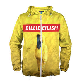 Мужская ветровка 3D с принтом BILLIE EILISH Yellow , 100% полиэстер | подол и капюшон оформлены резинкой с фиксаторами, два кармана без застежек по бокам, один потайной карман на груди | 