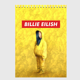 Скетчбук с принтом BILLIE EILISH Yellow , 100% бумага
 | 48 листов, плотность листов — 100 г/м2, плотность картонной обложки — 250 г/м2. Листы скреплены сверху удобной пружинной спиралью | Тематика изображения на принте: 