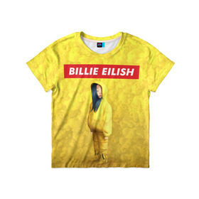 Детская футболка 3D с принтом BILLIE EILISH Yellow , 100% гипоаллергенный полиэфир | прямой крой, круглый вырез горловины, длина до линии бедер, чуть спущенное плечо, ткань немного тянется | 