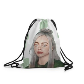 Рюкзак-мешок 3D с принтом BILLIE EILISH , 100% полиэстер | плотность ткани — 200 г/м2, размер — 35 х 45 см; лямки — толстые шнурки, застежка на шнуровке, без карманов и подкладки | bad guy | billie | eilish | ocean eyes | айлиш | билли | девушка | певица | эйлиш