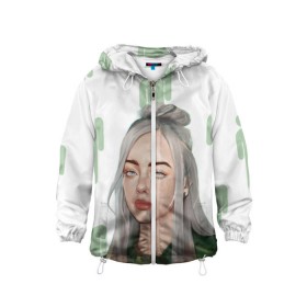 Детская ветровка 3D с принтом BILLIE EILISH , 100% полиэстер | подол и капюшон оформлены резинкой с фиксаторами, по бокам два кармана без застежек, один потайной карман на груди | Тематика изображения на принте: bad guy | billie | eilish | ocean eyes | айлиш | билли | девушка | певица | эйлиш