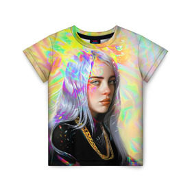 Детская футболка 3D с принтом BILLIE EILISH , 100% гипоаллергенный полиэфир | прямой крой, круглый вырез горловины, длина до линии бедер, чуть спущенное плечо, ткань немного тянется | bad guy | billie | eilish | ocean eyes | айлиш | билли | девушка | певица | эйлиш