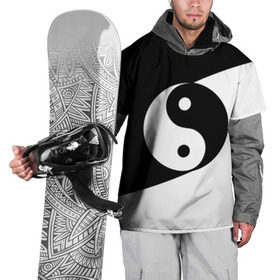 Накидка на куртку 3D с принтом Инь - янь (#1) , 100% полиэстер |  | black | signs | white. | ying   yang | белый | знаки | инь   янь | чёрный