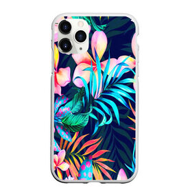 Чехол для iPhone 11 Pro Max матовый с принтом TROPIC FLOWER , Силикон |  | bright | colorful | neon | retro | vintage | винтаж | неон | неоновые | пальмы | ретро | ретро неон | тропики | тропические листья