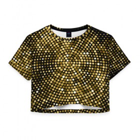 Женская футболка Cropp-top с принтом БЛЕСТКИ , 100% полиэстер | круглая горловина, длина футболки до линии талии, рукава с отворотами | 