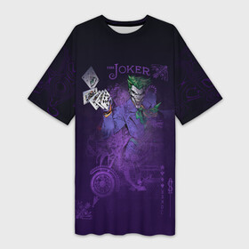 Платье-футболка 3D с принтом Joker and playing cards ,  |  | batman | dc | dc джокер | detective comics | harley | joker | shtatjoker | the joker | бетмен | джокер | злодей | харли