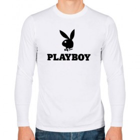 Мужской лонгслив хлопок с принтом Playboy , 100% хлопок |  | brazzers | cекс | merch | new sensations | playboy | private | tushy | бразерс | мерч | плейбой