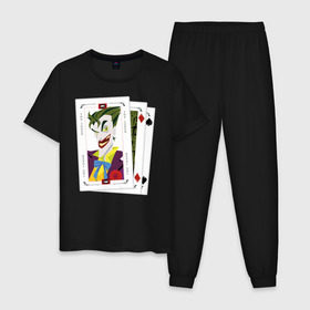 Мужская пижама хлопок с принтом Joker cards , 100% хлопок | брюки и футболка прямого кроя, без карманов, на брюках мягкая резинка на поясе и по низу штанин
 | batman | dc | dc джокер | detective comics | harley | joker | shtatjoker | the joker | бетмен | джокер | злодей | харли