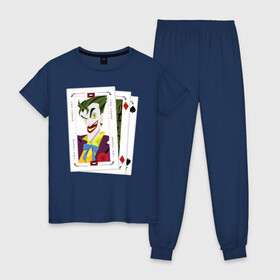 Женская пижама хлопок с принтом Joker cards , 100% хлопок | брюки и футболка прямого кроя, без карманов, на брюках мягкая резинка на поясе и по низу штанин | batman | dc | dc джокер | detective comics | harley | joker | shtatjoker | the joker | бетмен | джокер | злодей | харли