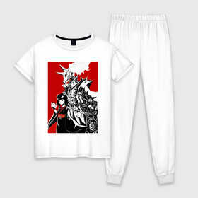 Женская пижама хлопок с принтом Babymetal fan art , 100% хлопок | брюки и футболка прямого кроя, без карманов, на брюках мягкая резинка на поясе и по низу штанин | heavy | japan | kawaii | metal | music | rock | кавай | метал | музыка | рок | хэви | япония