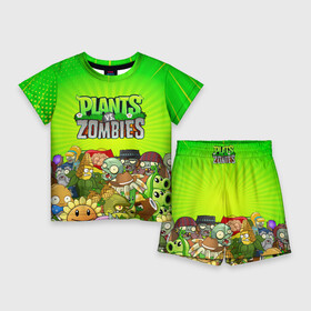 Детский костюм с шортами 3D с принтом PLANTS VS ZOMBIES ,  |  | plants and zombies | plants vs zombies | зомби | игры | растения | растения против зомби