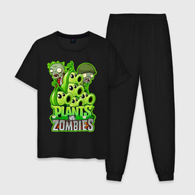 Мужская пижама хлопок с принтом PLANTS VS ZOMBIES , 100% хлопок | брюки и футболка прямого кроя, без карманов, на брюках мягкая резинка на поясе и по низу штанин
 | plants and zombies | plants vs zombies | зомби | игры | растения | растения против зомби