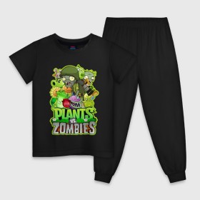 Детская пижама хлопок с принтом PLANTS VS ZOMBIES , 100% хлопок |  брюки и футболка прямого кроя, без карманов, на брюках мягкая резинка на поясе и по низу штанин
 | plants and zombies | plants vs zombies | зомби | игры | растения | растения против зомби