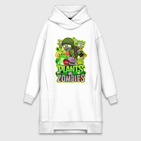 Платье-худи хлопок с принтом PLANTS VS ZOMBIES ,  |  | plants and zombies | plants vs zombies | зомби | игры | растения | растения против зомби