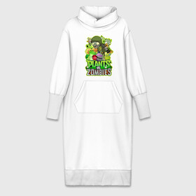 Платье удлиненное хлопок с принтом PLANTS VS ZOMBIES ,  |  | plants and zombies | plants vs zombies | зомби | игры | растения | растения против зомби